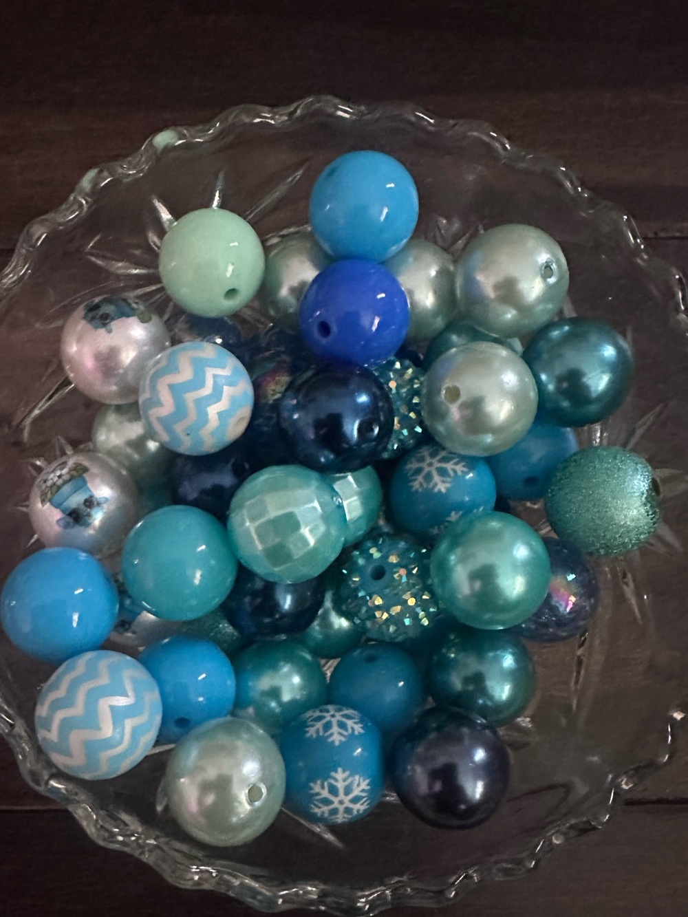 NEW- 50 piece blue assorted bubblegum beads. (Acrylic)